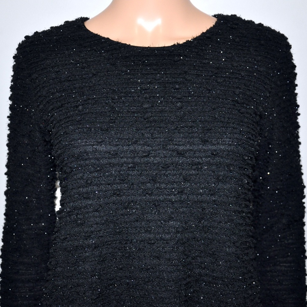 LEOTA Black Shimmer Stretch Boucle Dress - Sz S